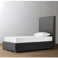 RH-Sydney Upholstered Storage Bed-Perennials Textured Linen Solid