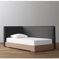 RH-Parker Upholstered Corner Bed With Platform- Perennials Textured Linen Solid