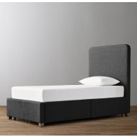 RH-Parker Upholstered Storage Bed- Perennials Textured Linen Solid