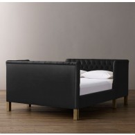 RH - Devyn Tufted tête-à-tête Upholstered Bed - Perennials Textured Linen Solid 