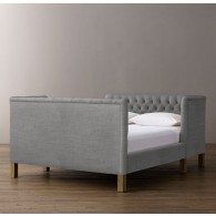 Devyn Tufted tête-à-tête Upholstered Bed - Perennials Classic Linen Weave - Fog