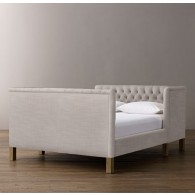 Devyn Tufted tête-à-tête Upholstered Bed - Perennials Classic Linen Weave - Sand