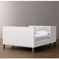 Devyn Tufted tête-à-tête Upholstered Bed - Army Duck  - White