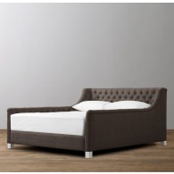 Devyn Tufted Upholstered bed  - Belgian Linen  -  Charcoal