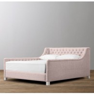Devyn Tufted Upholstered bed  - Belgian Linen  -  Dusty Petal