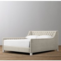 Devyn Tufted Upholstered bed  - Belgian Linen  -  Sand