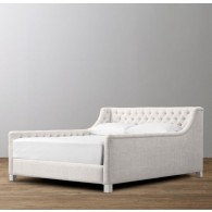 Devyn Tufted Upholstered bed  - Belgian Linen  -  White