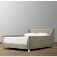 Devyn Tufted Upholstered bed  - Washed Belgian Linen  -  Bisque