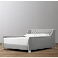 Devyn Tufted Upholstered bed  - Washed Belgian Linen  -  Mist