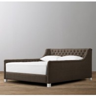 Devyn Tufted Upholstered bed  - Brushed Belgian Linen Cotton   -  Charcoal