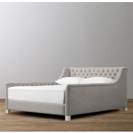 Devyn Tufted Upholstered bed  - Brushed Belgian Linen Cotton   -  Mist