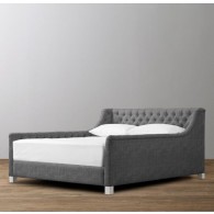 RH-Devyn Tufted Upholstered bed  -  Perennials Textured Linen Solid