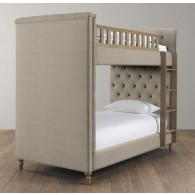 Chesterfield Upholstered Bunk Bed-Washed Belgian Linen