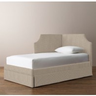 RH-Rylan Upholstered Corner Bed- Perennials Linen Weave Stripe