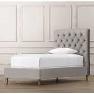 Chesterfield Upholstered Bed-Washed Belgian Linen