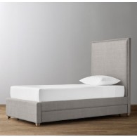 RH-Sydney Upholstered Bed With Trundle- Perennials Textured Linen Solid