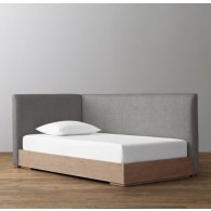 RH-Parker Upholstered Corner Bed With Platform-Washed Belgian Linen