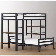 industrial loft twin study bunk with 1 desk