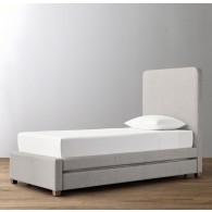 RH-Parker Upholstered Bed With Trundle-Brushed Belgian Linen Cotton