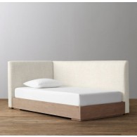 RH-Parker Upholstered Corner Bed With Platform- Perennials Textured Linen Weave