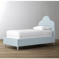 Reese Tufted Camelback Bed - Belgian Linen - Cloud