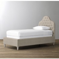Reese Tufted Camelback Bed - Belgian Linen - Dove