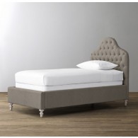 Reese Tufted Camelback Bed - Belgian Linen - Graphite