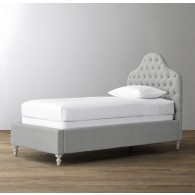 Reese Tufted Camelback Bed - Washed Belgian Linen - Mist