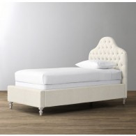 Reese Tufted Camelback Bed - Belgian Linen - Natural