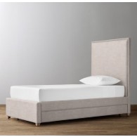 RH -Sydney Upholstered Bed With Trundle-Brushed Belgian Linen Cotton