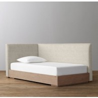 Parker Upholstered Corner Bed With Platform- Perennials Textured Linen Weave