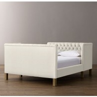 Devyn Tufted tête-à-tête Upholstered Bed - Belgian Linen - Natural