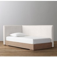 Parker Upholstered Corner Bed With Platform-Washed Belgian Linen