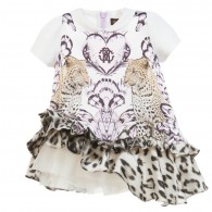 ROBERTO CAVALLI Baby Girls 'Leopard' Print Silk Dress
