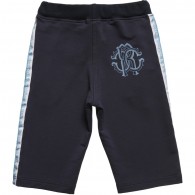 ROBERTO CAVALLI Boys Navy Blue Jersey Logo Shorts