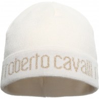 ROBERTO CAVALLI Girls Ivory & Gold Wool Blend Beanie Hat