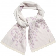 ROBERTO CAVALLI Girls Ivory & Purple Leopard Print Wool Scarf