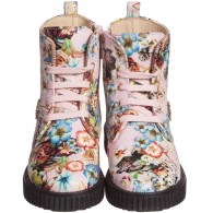 ROBERTO CAVALLI Girls Pink Floral Print Leather Boots