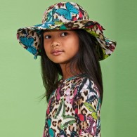 ROBERTO CAVALLI Girls Butterfly & Leopard Print Sun Hat