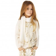 ROBERTO CAVALLI Girls Ivory Knitted Sweater with Gold Logo