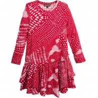 ROBERTO CAVALLI Red & Ivory Printed Viscose Jersey Dress