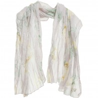 MISS BLUMARINE Grey Cotton Scarf with Yellow Roses (114cm)