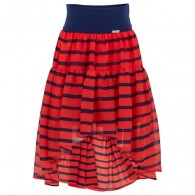 JUNIOR GAULTIER Red & Navy Stripe Voile Skirt