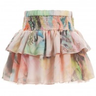 MISS BLUMARINE Watercolour Silk Butterfly Print Skirt