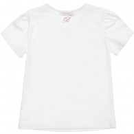 MISS BLUMARINE White Floral & Fan Cotton T-Shirt