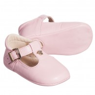 YOUNG VERSACE Baby Girls Pink Leather Pre-Walker Shoes