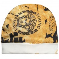 YOUNG VERSACE Babys Gold & Black 'Fashionista' Print Hat