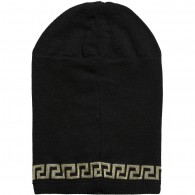 YOUNG VERSACE Black & Gold Knitted Medusa Hat