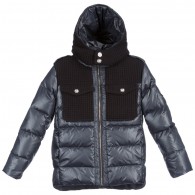 YOUNG VERSACE Boys Navy Blue Down Padded Puffer Jacket