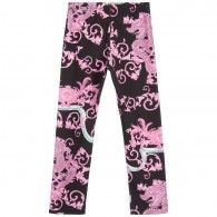 YOUNG VERSACE Girls Black & Pink 'Dragon' Print Leggings